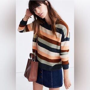 Madewell Pullover Sweater in Elmwood Stripe medium  wool alpaca blend